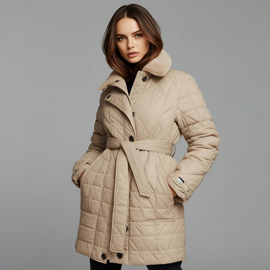 ALMA | Beige Quilted Winter Coat